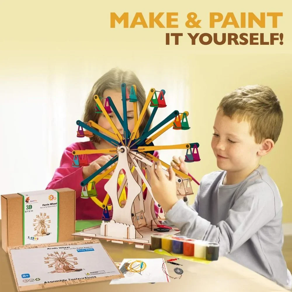 Wooden Ferris Wheel DIY 3D Puzzle Craft Kit STEM PROJECT Construction TOy set